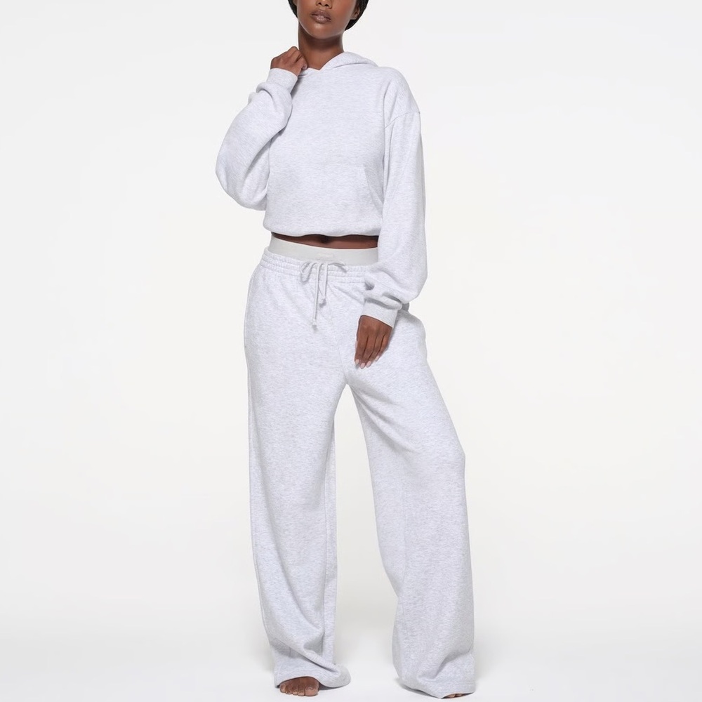 SKIMS COTTON FLEECE OVERSIZED DOUBLE WAISTBAND PANT